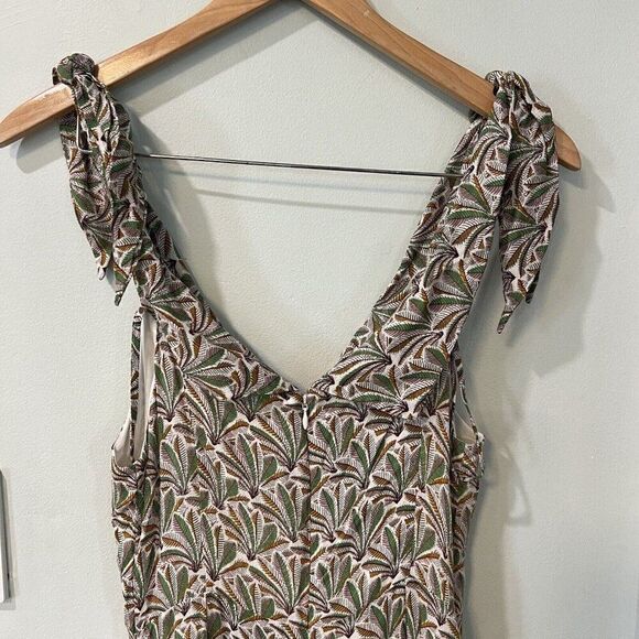 Anthropologie Womens Jumpsuit Size 4/Small Green Palm Floral Wide Leg - Picture 4 of 8